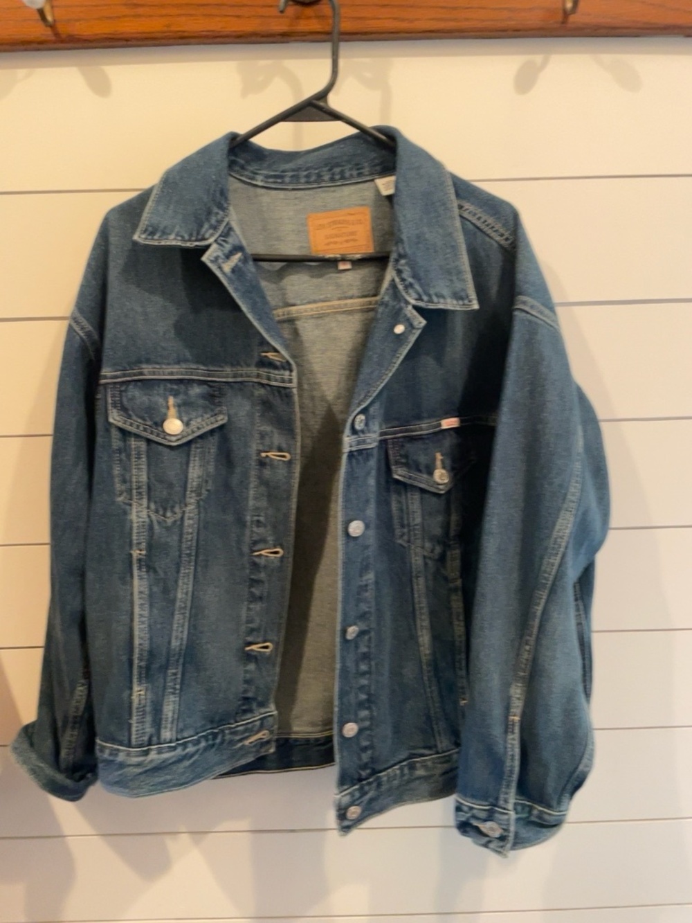 Levi Strauss Signature Women’s Denim Trucker Jacket Medium 100% Cotton Blue